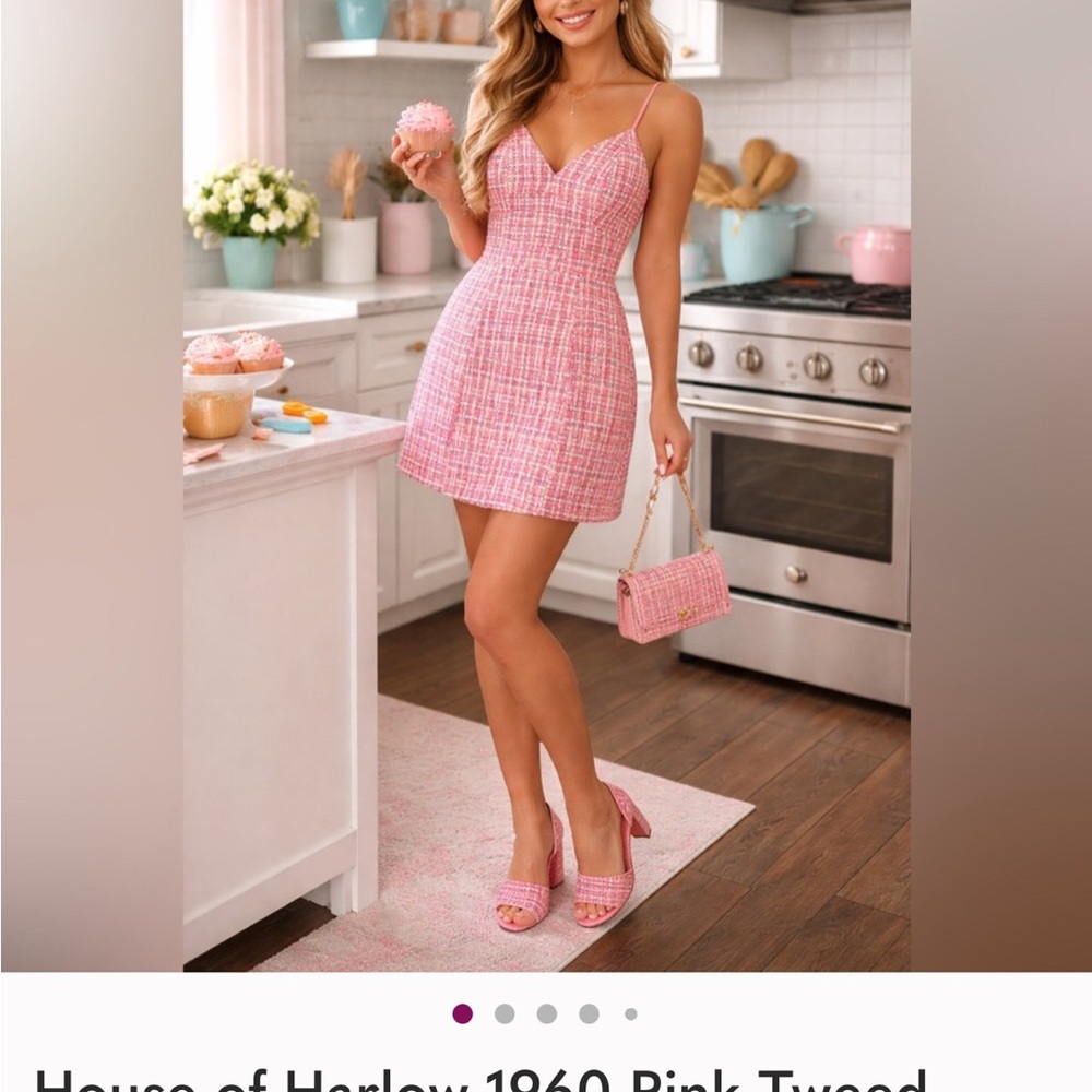 House of Harlow 1960 Pink Tweed Mini Dress